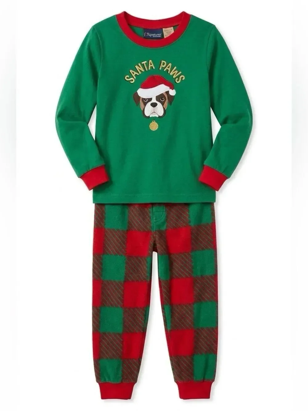Santa Paws Kids Pajamas - Green and Red 24m NWT